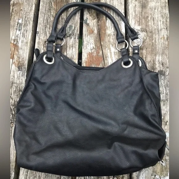 Reflections Handbag Purse Black Vinyl Multi-Pocket - Picture 2 of 7